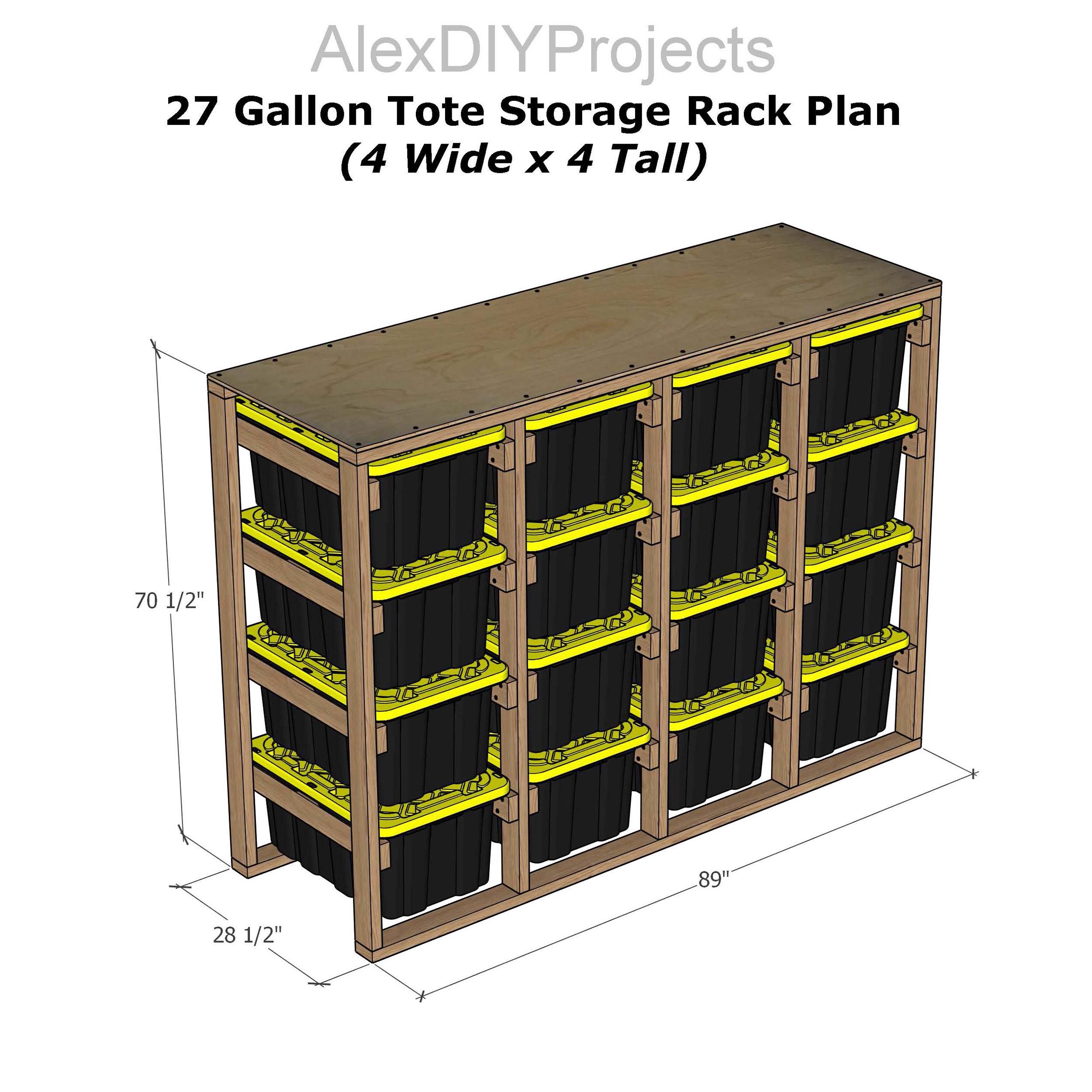 HDX 27 Gallon Tote Rack Plans | 4-in-1 Bundle (PDF Download) | DIY ...