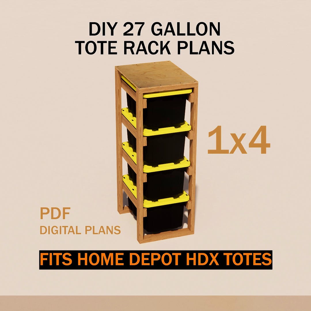 DIY 27 Gallon Tote Rack Plans | Fits HDX 27-gal Tough Storage Bins ...