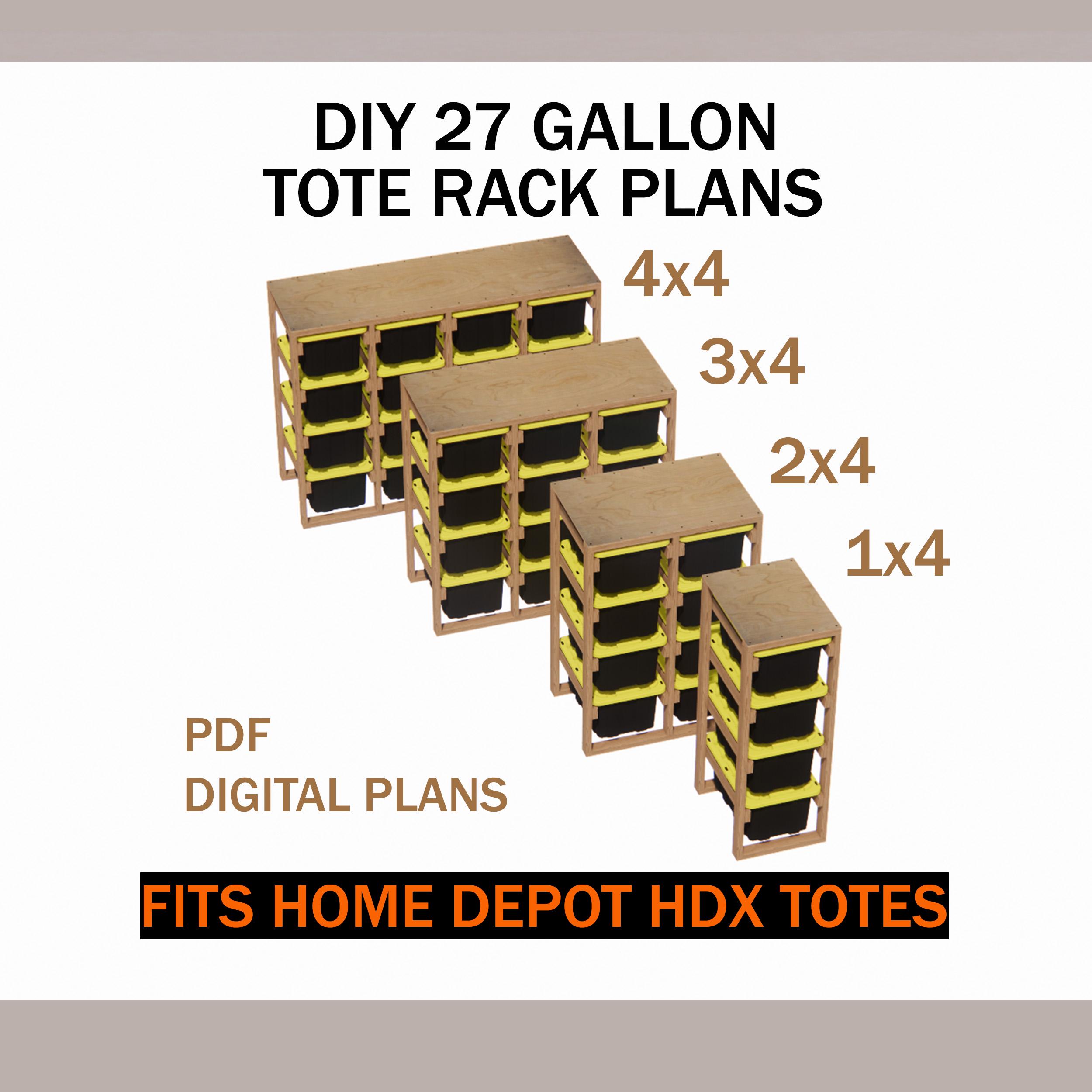 HDX 27 Gallon Tote Rack Plans | 4-in-1 Bundle (PDF Download) | DIY ...
