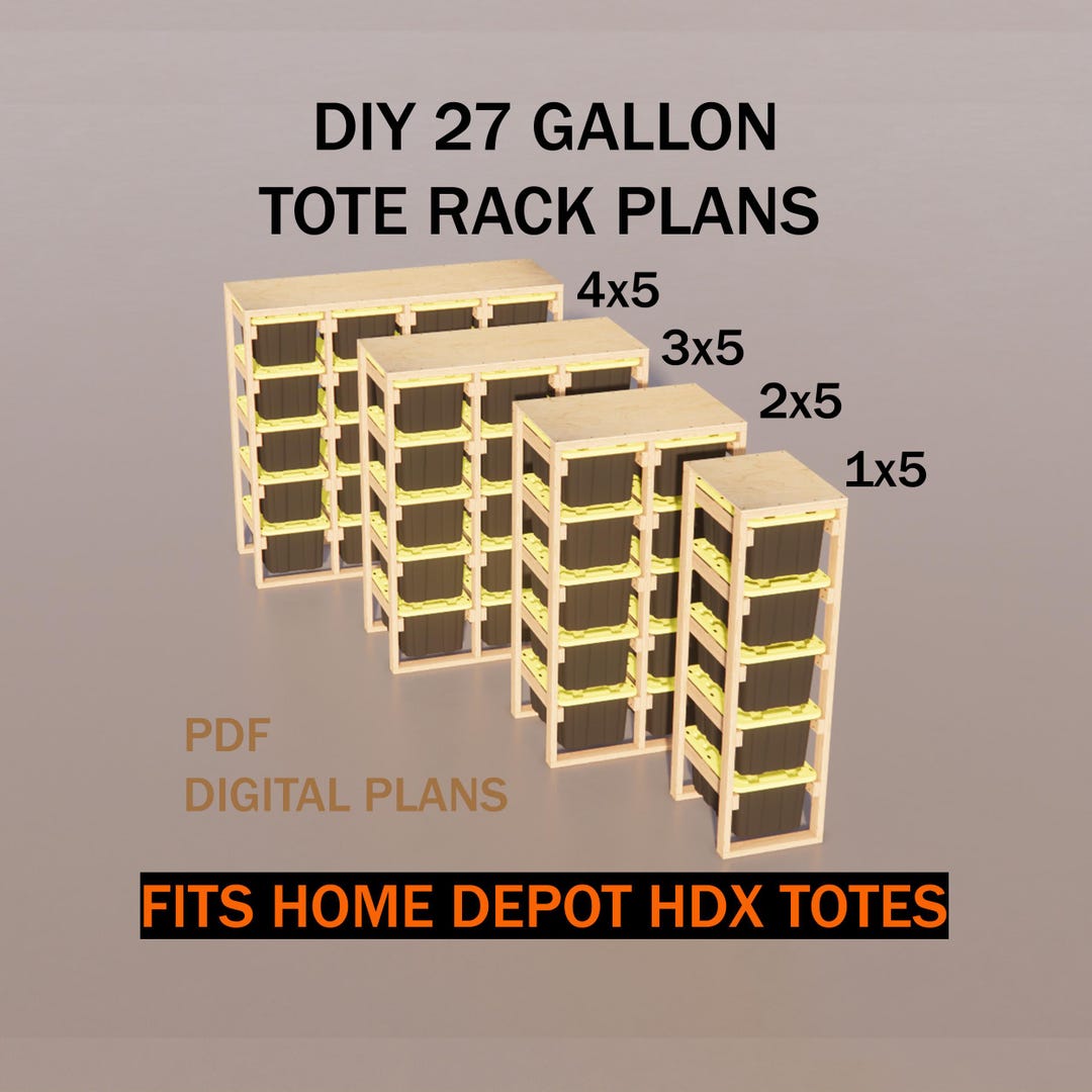 HDX 27 Gallon Tote Rack Plans | 5-row DIY Woodworking (PDF Download ...