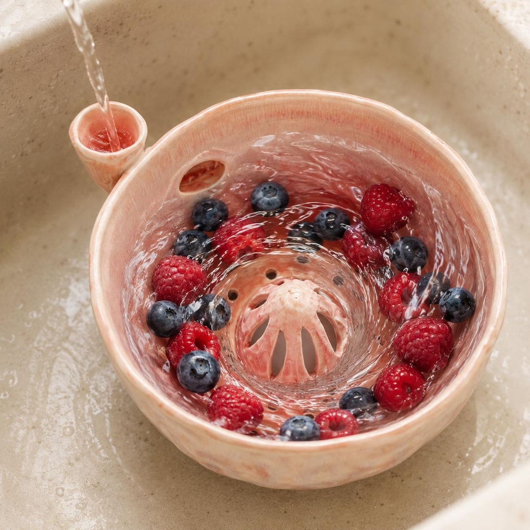 Fruit Rinser Fruit Washing Bowl, Ceramic Produce Rinse Bowl, Kitchen Colander for ...