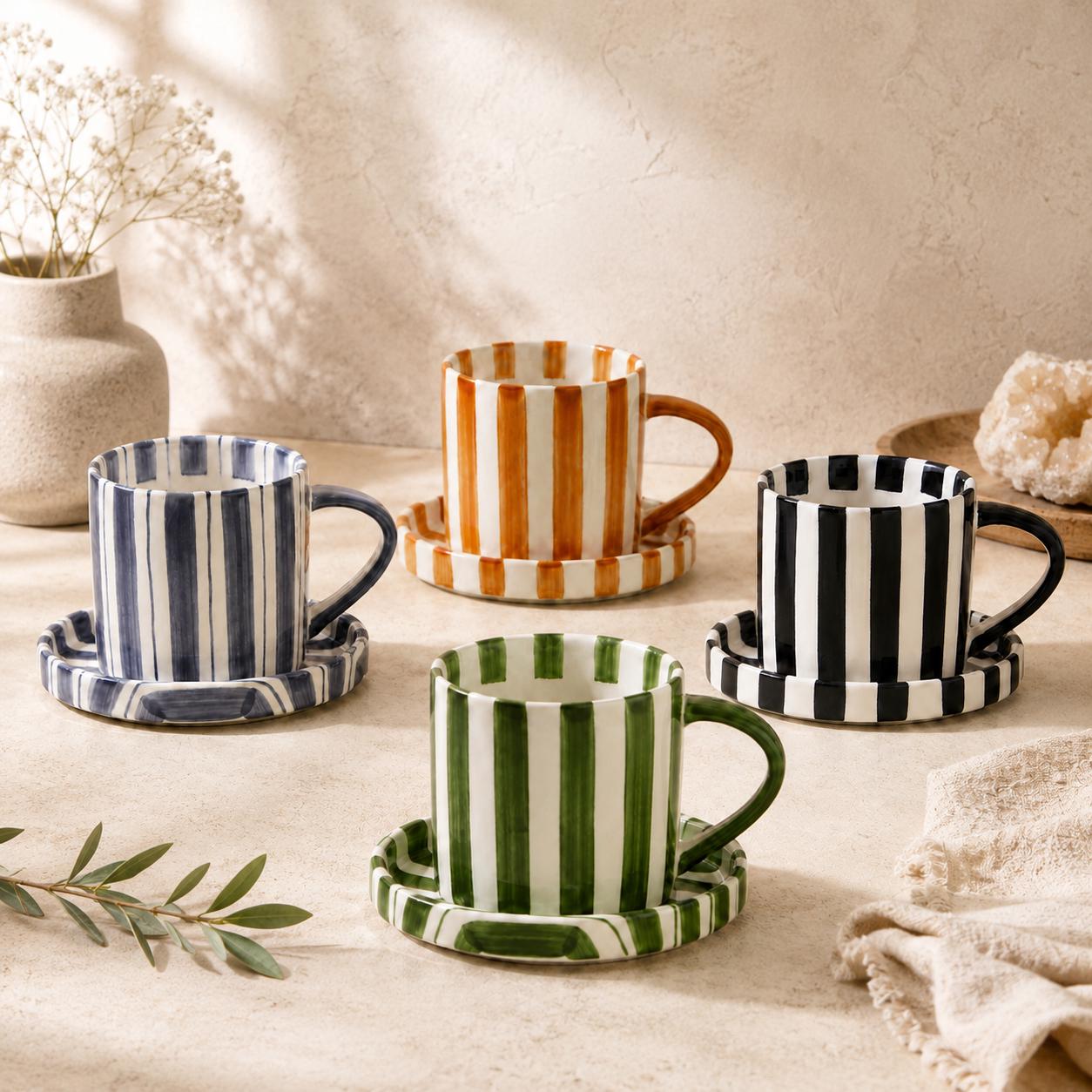 Blue striped mug - Etsy 日本
