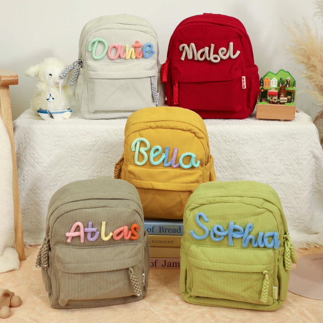 Personalized Corduroy Backpack for Toddlers, Custom Name Kids School ...