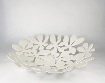 90's Postmodern Vintage IKEA Stockholm Floral Leaf Centerpiece Fruit Bowl