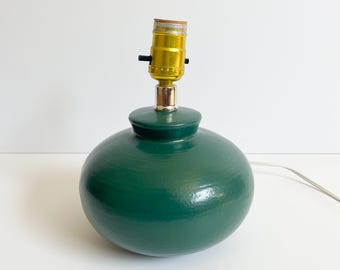 Vintage Forest Green Ceramic Small Oval Table Accent Lamp