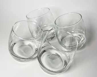 Set of 4 Vintage Roly Poly Rocking Whiskey Glasses