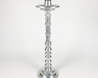 Vintage Polished Aluminum Handcrafted Candlestick