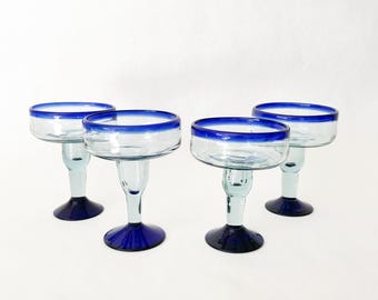 Set of 4 Hand Blown Mexican Margarita Glasses