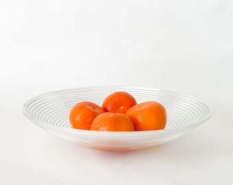 Vintage 90's PARTYLITE Orbit Ribbed Glass Decorative Bowl