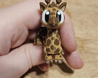 Articulated Baby Giraffe Keychain – (2")3D Printed Animal Desk Pet