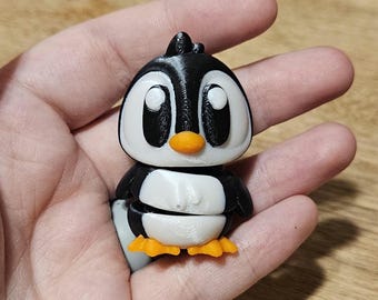 Figura articulada de pinguim bebê – Brinquedo de pinguim impresso em 3D, companheiro de mesa