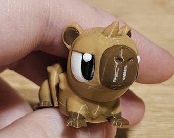 Tiny Capybara Figurine (1.5") – Cute 3D Printed Capybara w/ Fruit or No Fruit – Tiny Animal Desk Decor