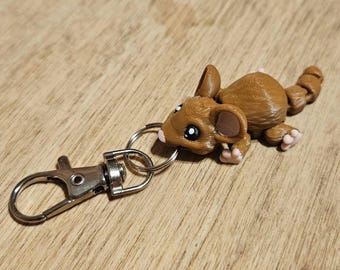 Portachiavi a forma di topo – (2") Animale da scrivania articolato stampato in 3D / Mini topo