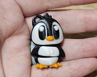 Tiny Penguin Keychain- 1.5" 3D Printed| Articulated Mini Figure