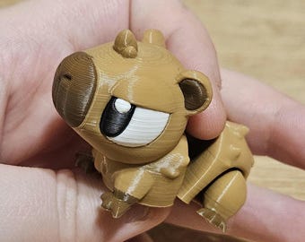 Baby Capybara Figurine (2") – Cute 3D Printed Capybara w/ Fruit or No Fruit – Tiny Animal Desk Decor