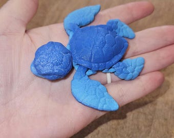 Tortuga recién nacida – Juguete articulado de tortuga marina bebé impreso en 3D de 7,6 cm / Mascota de escritorio adorable / Regalo de animal antiestrés / Coleccionable para amantes del océano