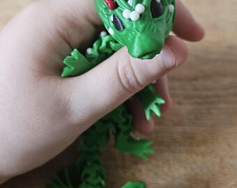 Mistletoe Dragon – 8" 3D Printed Articulated Dragon