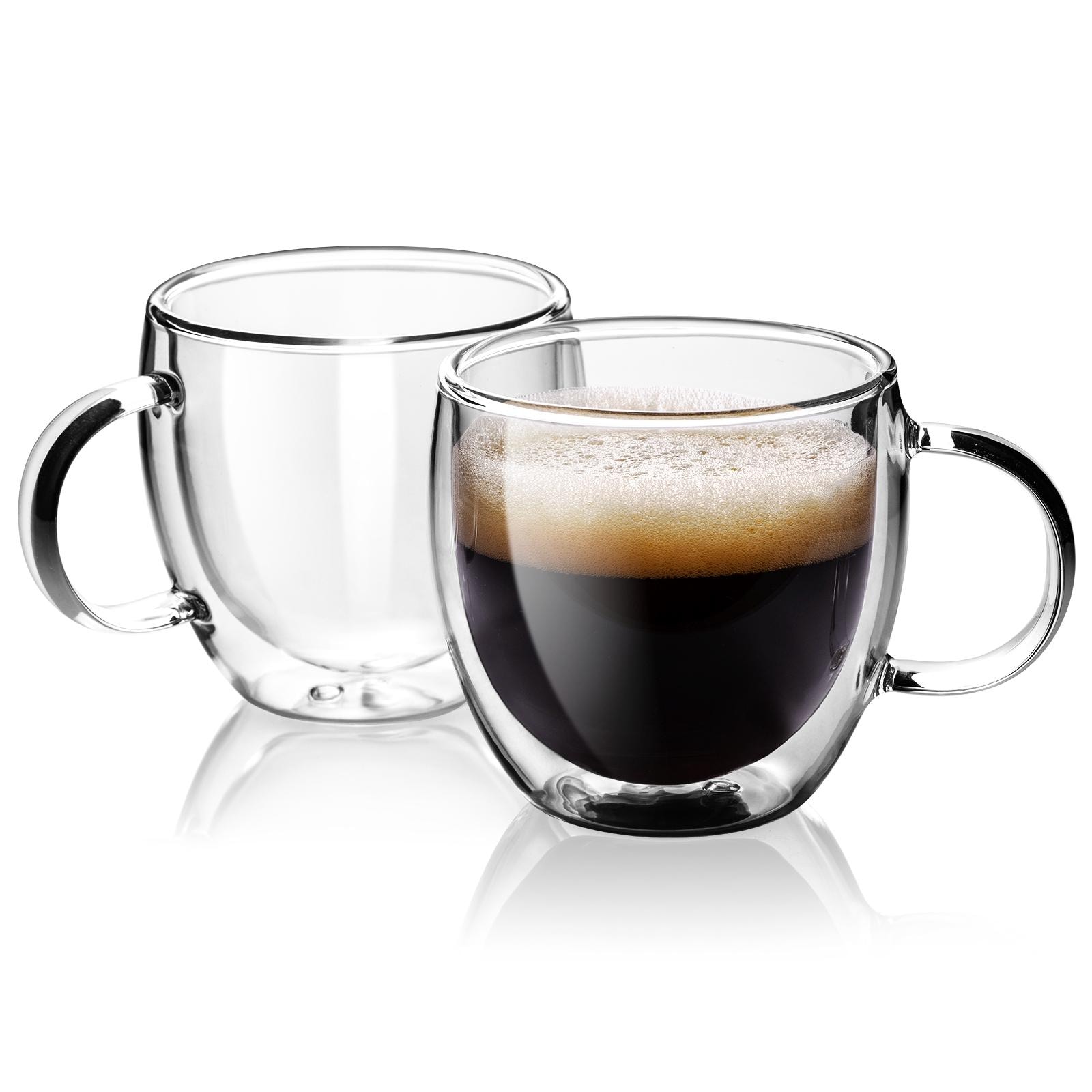 3c's coffee cup cafe Forma Professional 3 oz Round Glass Espresso Cup - Double Wall, with Handle  - 2 1/2