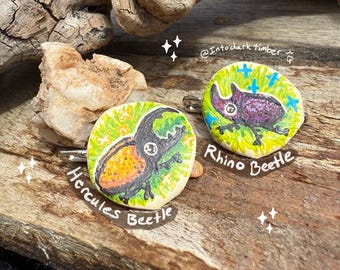 Cute Beetles Hand painted bottle cap pins