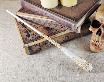 Handcrafted White Angel Wings Wizard Wand: Fantasy Cosplay Prop