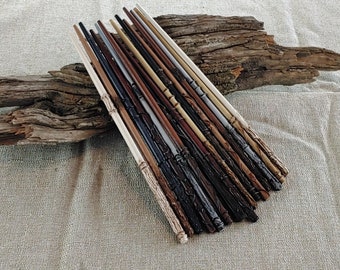 Natural Color Wood Wizard Wands with Drybrush: Party Favors, Costume Prop (12 Inch)