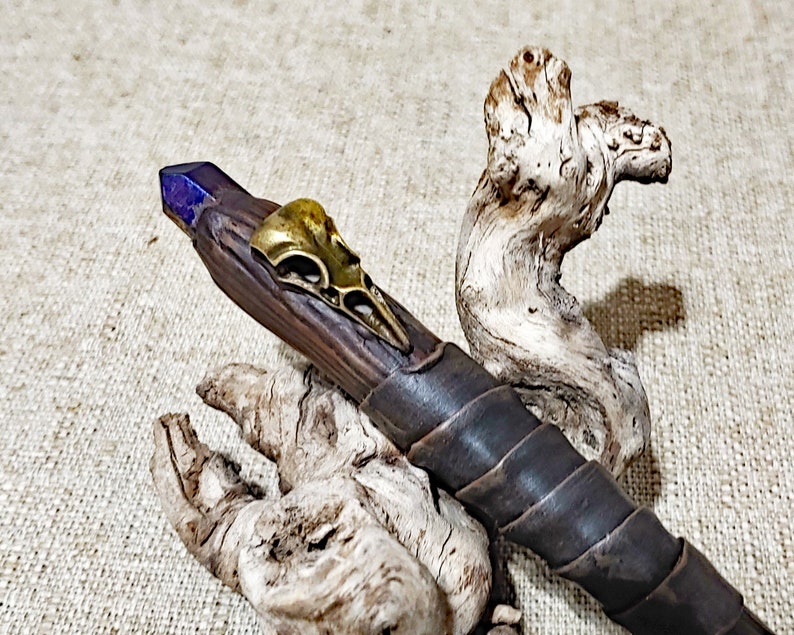Brown Viking Raven Skull Refillable Polymer Clay Pen