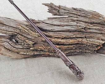 Leaves Wizard Wand: Handcrafted Wood and Polymer Clay, Magic Wand