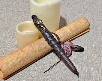 Brown Viking Raven Skull Refillable Polymer Clay Pen