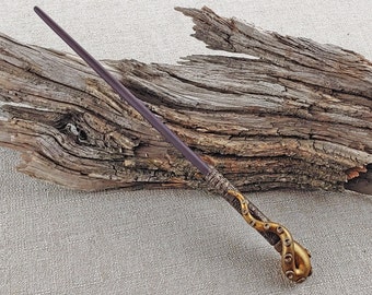Cthulhu Gold Tentacle Wizard Wand, Hand-Crafted Wood, Magic and Fantasy
