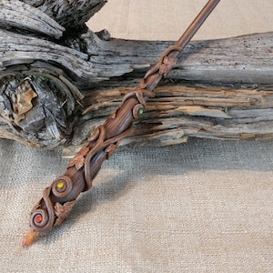 Autumn Jewel Wizard Wand, Handcrafted Wood Magic Wand / Fantasy Wand