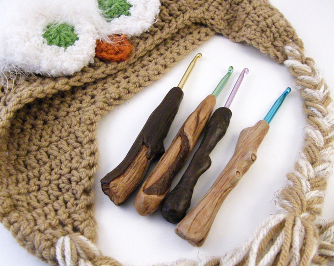Driftwood Crochet Hook Set of 4 GHIJ Boye Polymer Clay Etsy