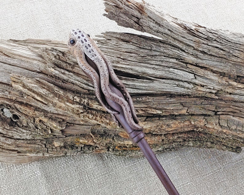 Cthulhu Octopus Wizard Wand, Hand-Crafted Wood, Magic and Fantasy image 3