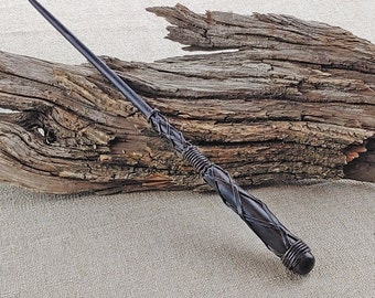 Black Lattice Wizard Wand: Handcrafted Wood Fantasy Wand