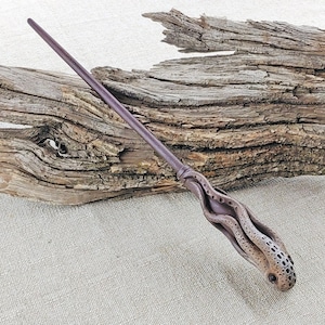 Cthulhu Octopus Wizard Wand, Hand-Crafted Wood, Magic and Fantasy