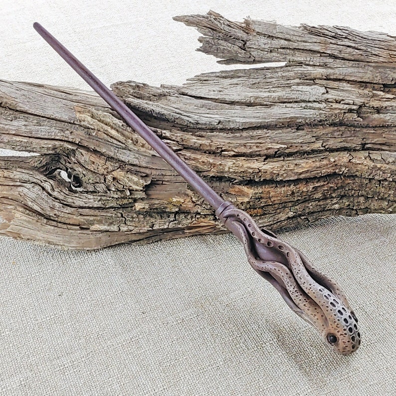 Cthulhu Octopus Wizard Wand, Hand-Crafted Wood, Magic and Fantasy image 1