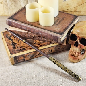 Golden Temple Wizard Wand: Hand-Sculpted Wood & Polymer Clay, Cosplay Prop