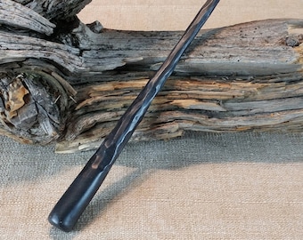 Obsidian Wizard Wand / Handcrafted Wood Magic Wand / Fantasy Wand