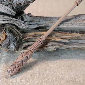 Elven Wizard Wand with Crystal / Wood Magic Wand / Fantasy Wand / Master Handcrafted Wand