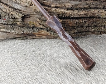 Carved Handle Wizard Wand, Handcrafted Wood, Magic and Fantasy