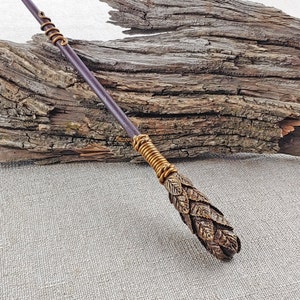 Gold Leaf Wizard Wand / Wood Magic Wand / Fantasy Wand / Master Handcrafted Wand