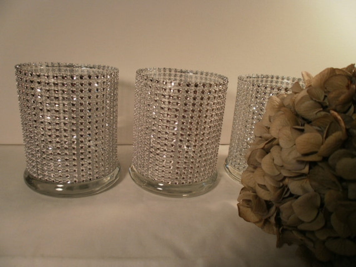 Set of 10 Wedding Bling Candle Holders Glam Bling Rhinestone Etsy