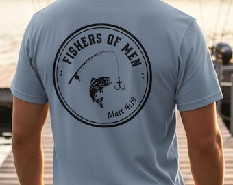 Christelijk visshirt - Fishers of Men-T-shirt, Matthew 4:19 Faith-T-shirt, christelijk buitencadeau voor mannen