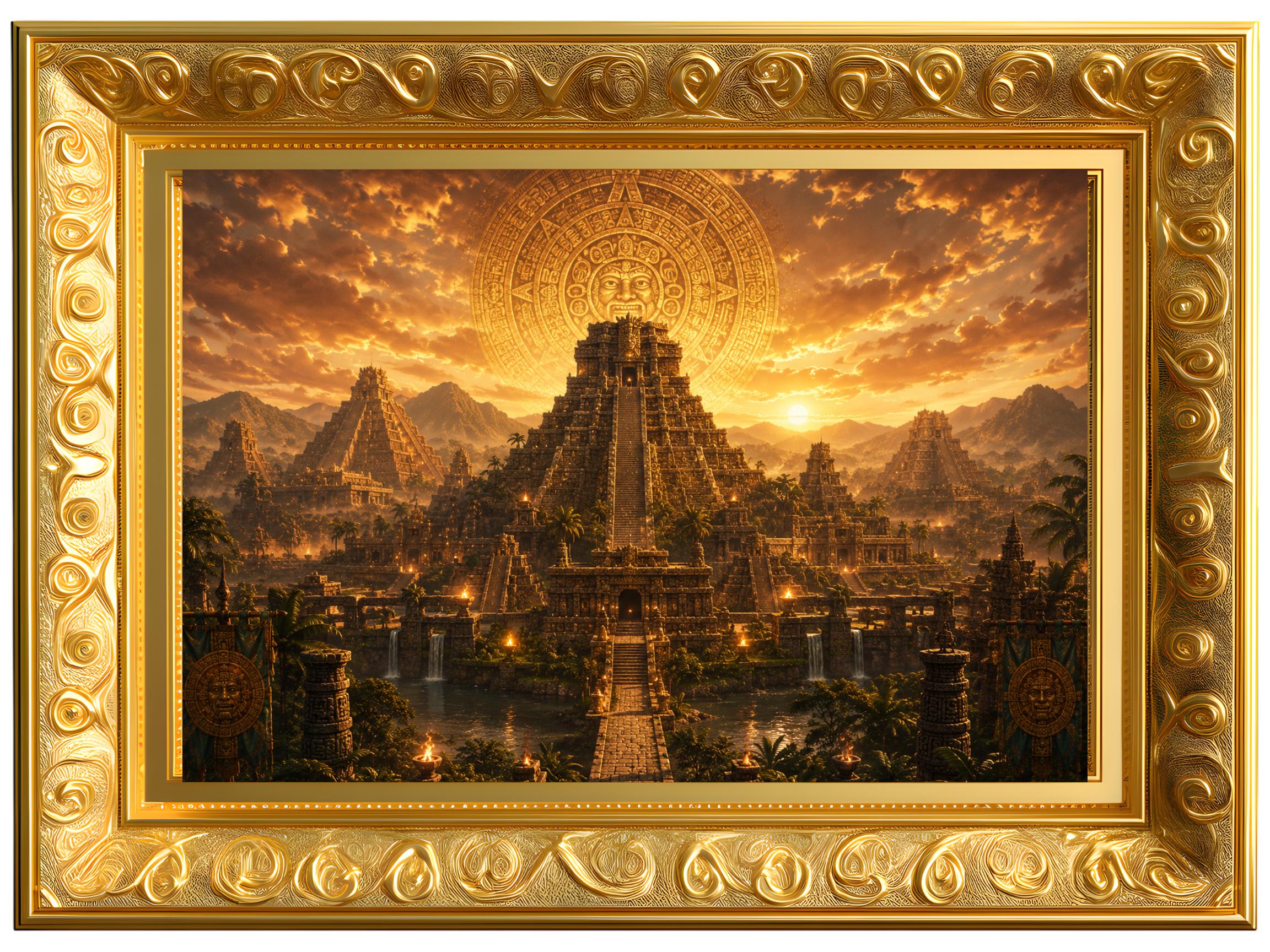 Aztec Pyramid Wall Art Digital Download | Ancient Mexico Landscape ...