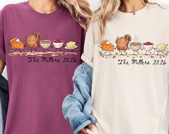 Thanksgiving Family Shirt, Custom Family Name Shirt, Personalized Thanksgiving Tee, Turkey Pie Cranberry Shirt, Matching Family Group Tee