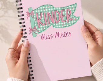 Personalized First Grade Teacher Notebook Spiral Back to School Teacher Gift Custom Pink Spiral Journal 1st Grade Planner Teacher Supplies