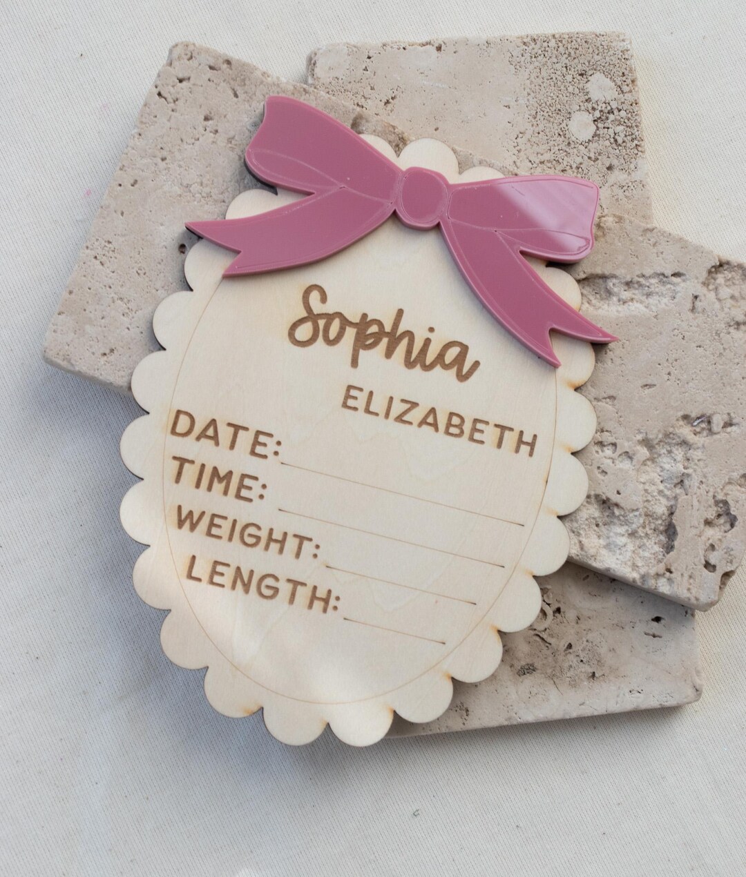 Personalized Baby Girl Birth Stats Sign With Bow Hospital Birth ...