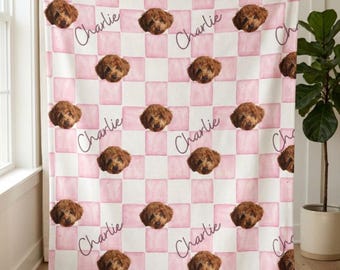 Custom Pet Photo Blanket Personalized Dog Portrait Throw Christmas Gift for Pet Lover Dog Mom Gift Cat Mom Gift Pet Memorial Keepsake