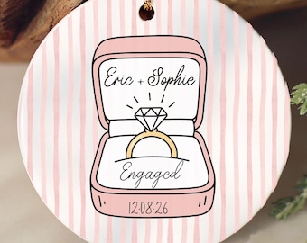 Personalized Engaged Christmas Ornament Custom Engagement Ring Ornament Newly Engaged Couple Gift First Christmas Engaged Keepsake