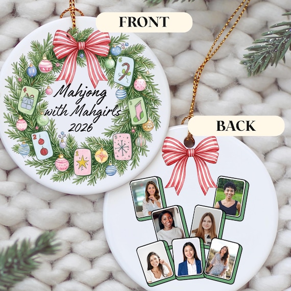 Personalized Mahjong Ornament, Custom Photo Christmas Ornament, Mahjong Group Gift, Mahjong Friends Gift, Mahjong Player Christmas Gift 2026