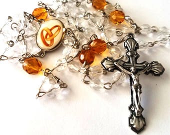 Rosary with Wedding Center Medal Handmade Catholic
